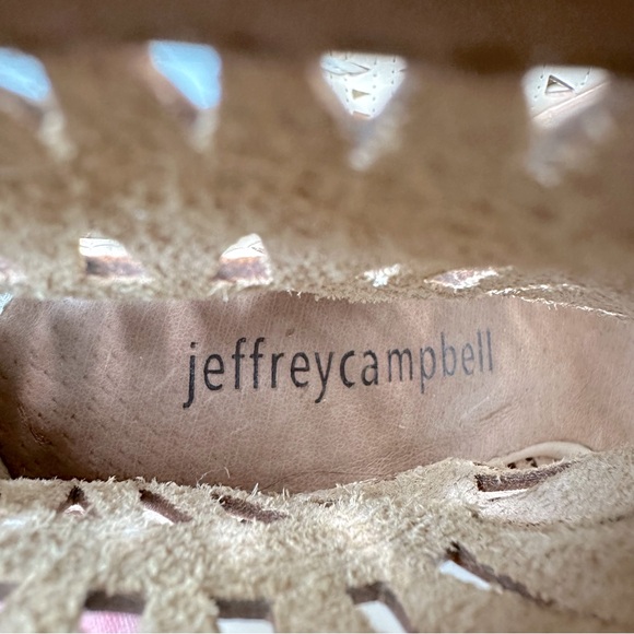 Jeffrey Campbell Laser Cut Rodillo Hi Wedge Lace Up Tan Gladiator Sandal Size 5 - Picture 5 of 11